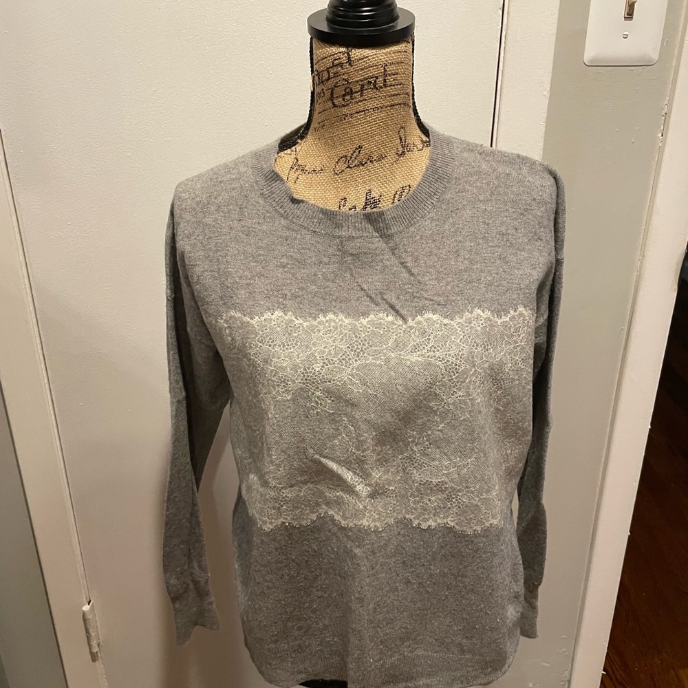 J.crew wool blend lace front sweater